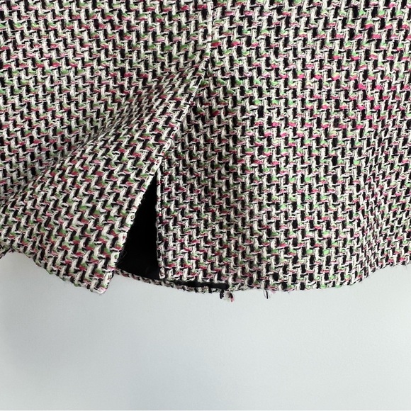 Talbots Jacket 10 Pink Green Neon Tweed Fringe Button Up Fray Edges Lined Coat - Picture 8 of 11